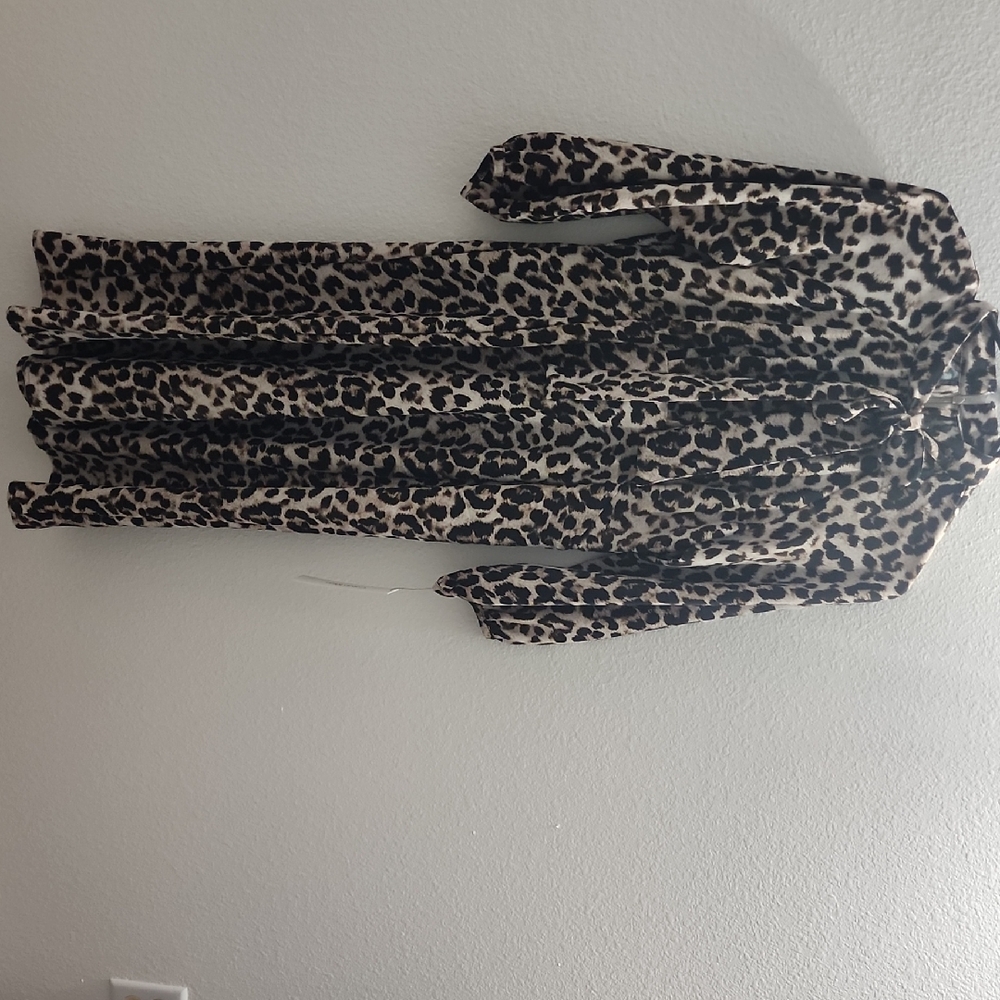Calvin Klein Leopard-Pattern Maxi Dress in Beige and Black